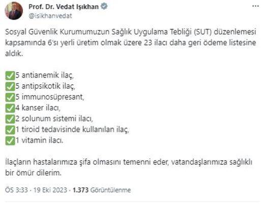 Bakan şifa olsun dedi! SGK kanserden tiroide 23 ilacı geri ödeme listesine aldı 4