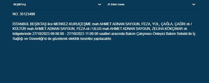 İstanbul'da 17 ilçede yaşayanlar dikkat! Elektrik kesintisi saatlerce sürecek 15