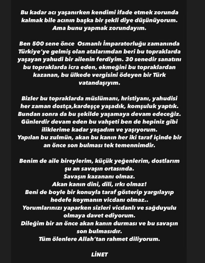 İsrail asıllı Türk şarkıcı günler sonra sessizliğini bozdu: Aile bireylerim, savaşın ortasında… 4