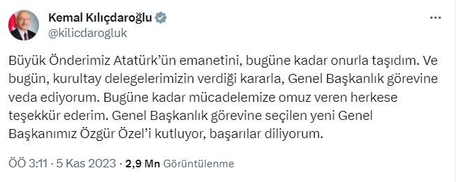 CHP’nin Yeni Genel Başkanı Özgür Özel’e siyasilerden tebrik mesajları! Kim ne dedi 5