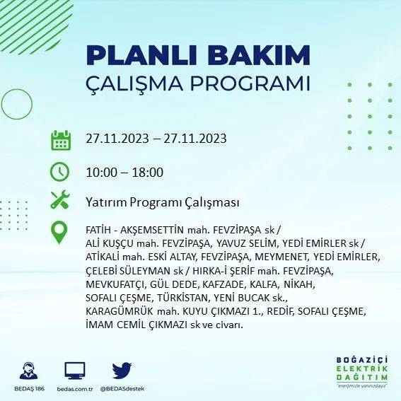 İstanbul'un bu ilçelerinde oturanlar hazırlıklarını yapsın: Gün boyu elektrik olmayacak 25