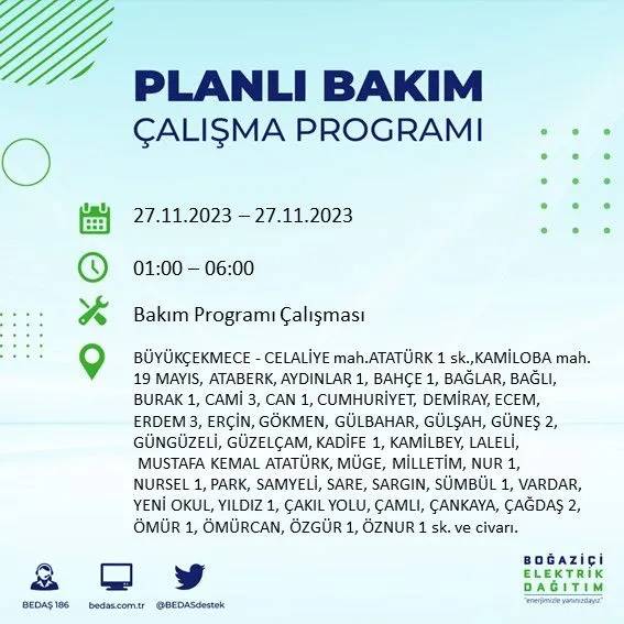 İstanbul'un bu ilçelerinde oturanlar hazırlıklarını yapsın: Gün boyu elektrik olmayacak 27