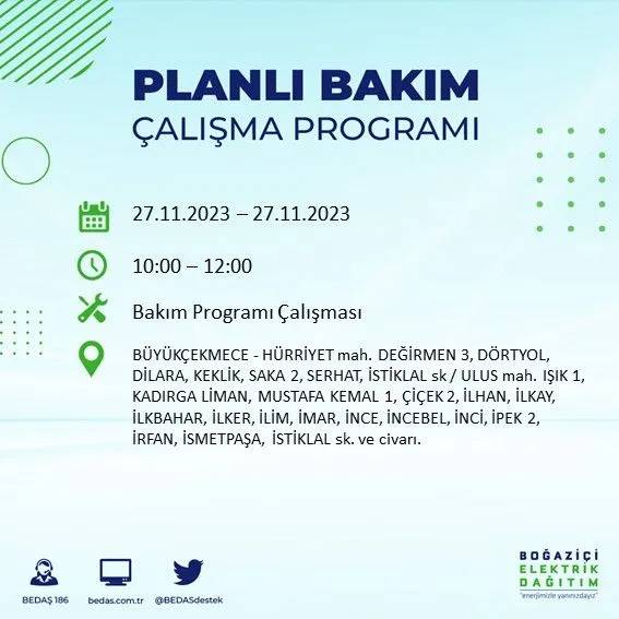 İstanbul'un bu ilçelerinde oturanlar hazırlıklarını yapsın: Gün boyu elektrik olmayacak 30