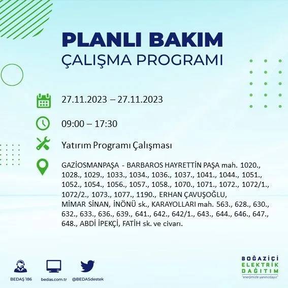 İstanbul'un bu ilçelerinde oturanlar hazırlıklarını yapsın: Gün boyu elektrik olmayacak 43