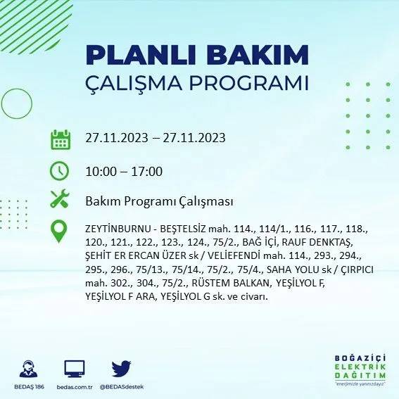 İstanbul'un bu ilçelerinde oturanlar hazırlıklarını yapsın: Gün boyu elektrik olmayacak 51