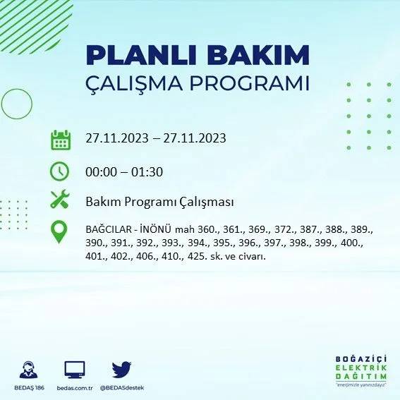 İstanbul'un bu ilçelerinde oturanlar hazırlıklarını yapsın: Gün boyu elektrik olmayacak 7