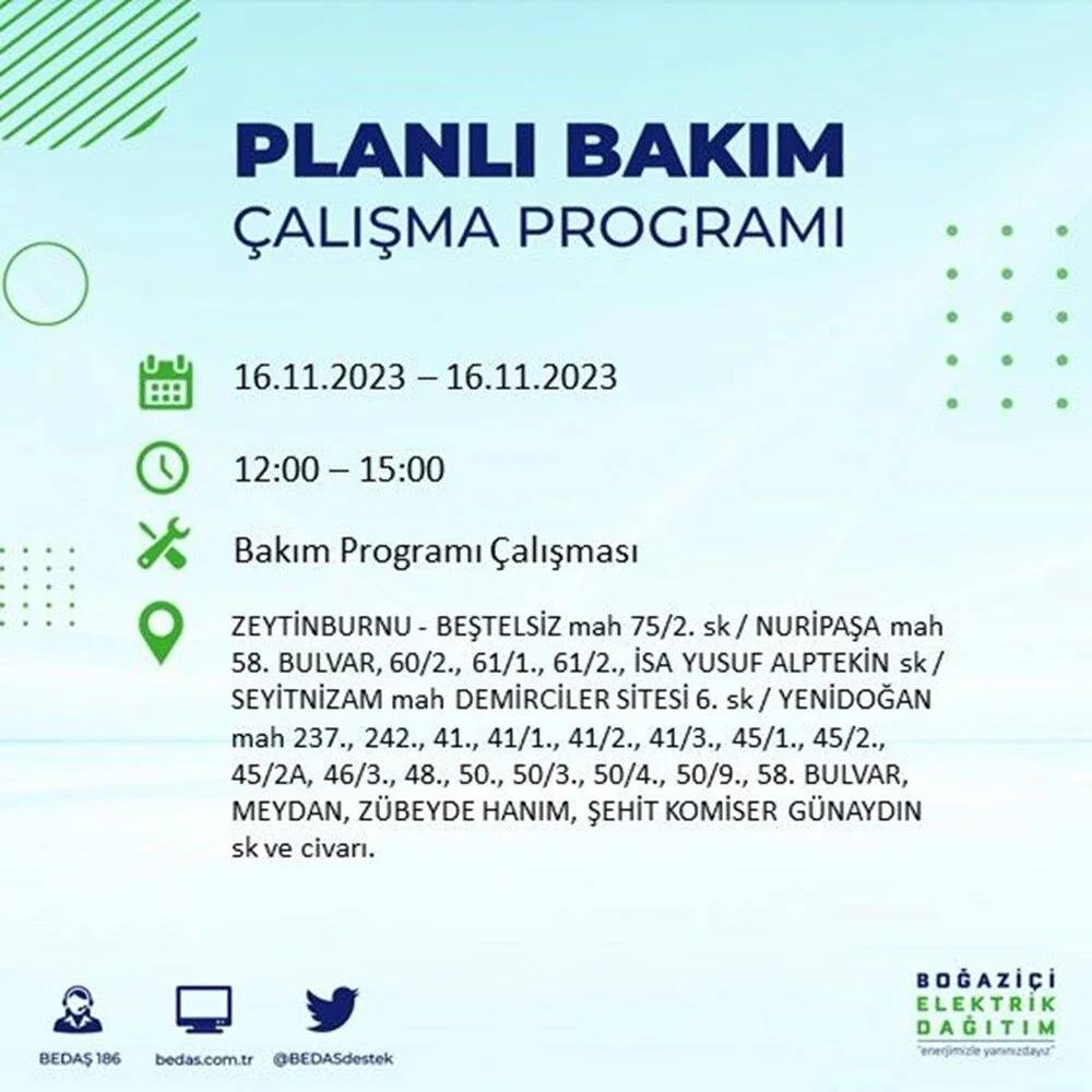 İstanbul'da büyük elektrik kesintisi! 22 ilçe  karanlıkta kalacak... İşte mahalle mahalle kesinti listesi 20