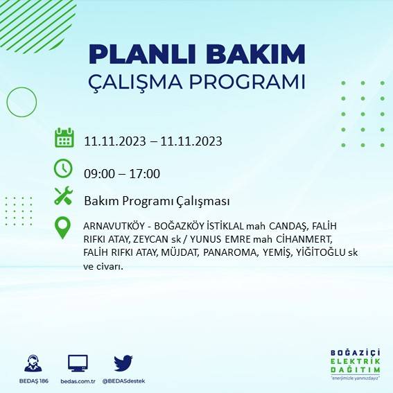 BEDAŞ duyurdu: İstanbul'da bugün elektrik kesintisi yaşanacak ilçeler hangileri? 17