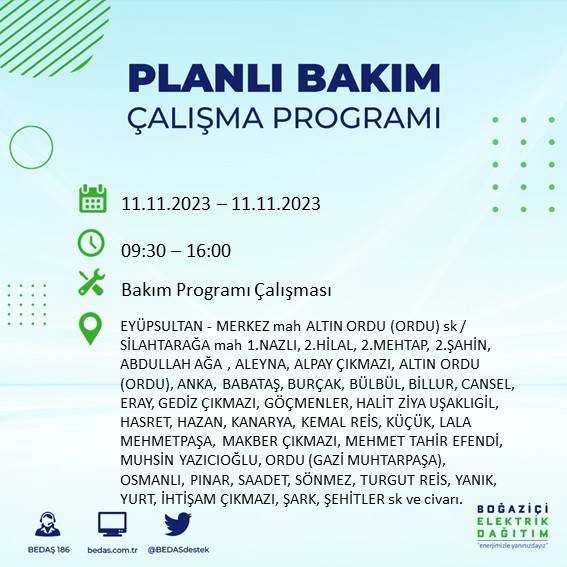 BEDAŞ duyurdu: İstanbul'da bugün elektrik kesintisi yaşanacak ilçeler hangileri? 23