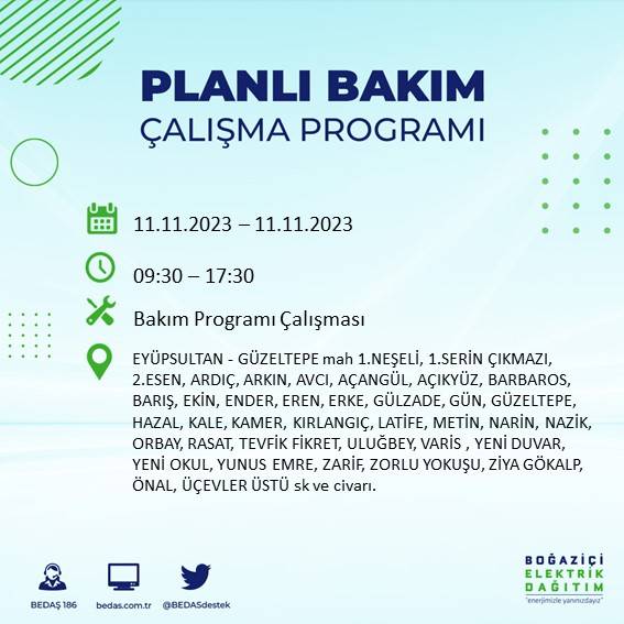 BEDAŞ duyurdu: İstanbul'da bugün elektrik kesintisi yaşanacak ilçeler hangileri? 25