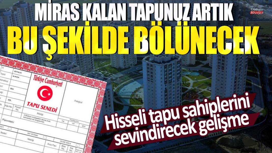 Hisseli tapu sahiplerini sevindirecek gelişme: Miras kalan tapunuz artık bu şekilde bölünecek 1