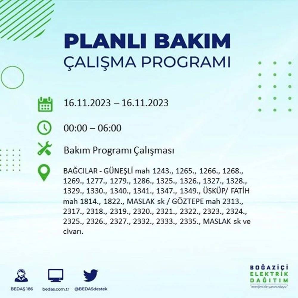 İstanbul'da büyük elektrik kesintisi! 22 ilçe  karanlıkta kalacak... İşte mahalle mahalle kesinti listesi 13