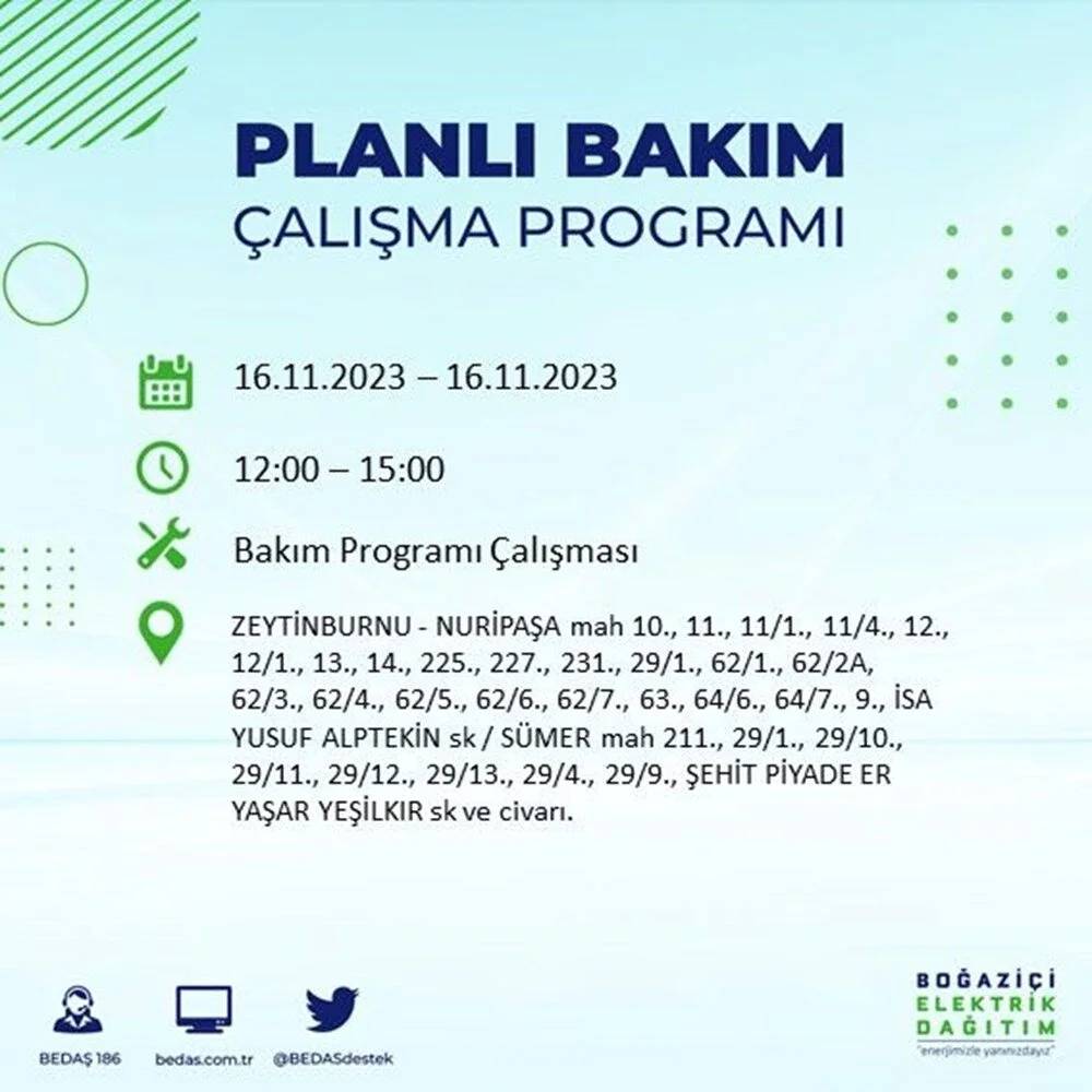 İstanbul'da büyük elektrik kesintisi! 22 ilçe  karanlıkta kalacak... İşte mahalle mahalle kesinti listesi 15