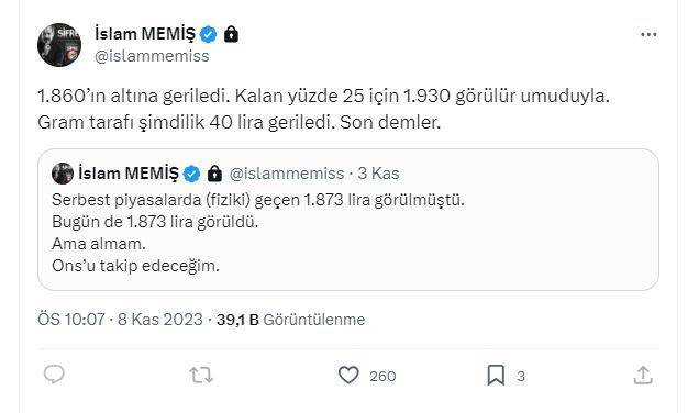 Gram altın 40 lira düşünce İslam Memiş son demler dedi! 1930 lirayı göreceği tarihi açıkladı 8