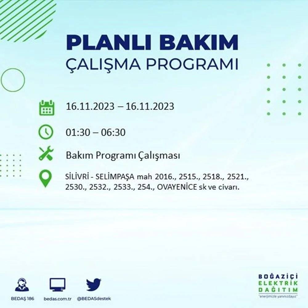 İstanbul'da büyük elektrik kesintisi! 22 ilçe  karanlıkta kalacak... İşte mahalle mahalle kesinti listesi 16