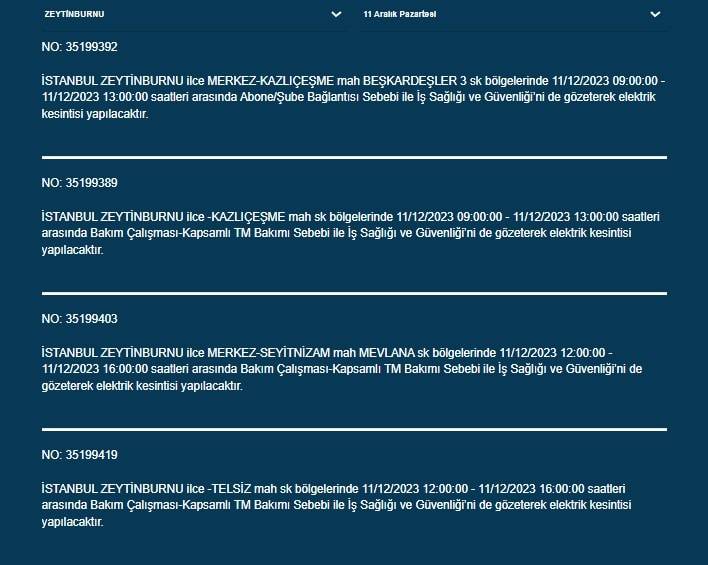 İstanbullular dikkat: Bu ilçelerde elektrik kesintisi var 2