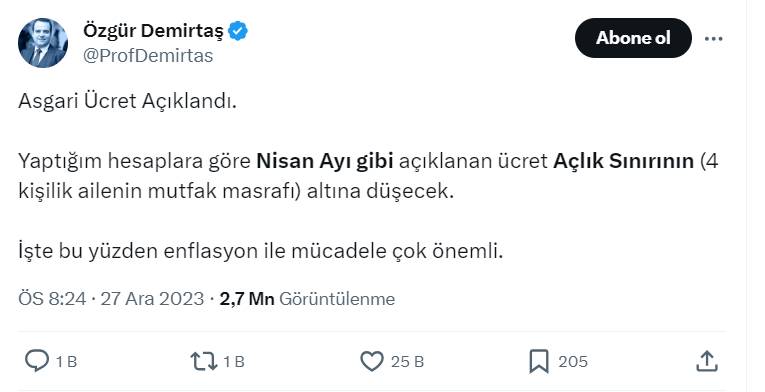 Özgür Demirtaş’tan asgari ücret uyarısı geldi! Çok önemli diyerek o tarihi işaret etti 3