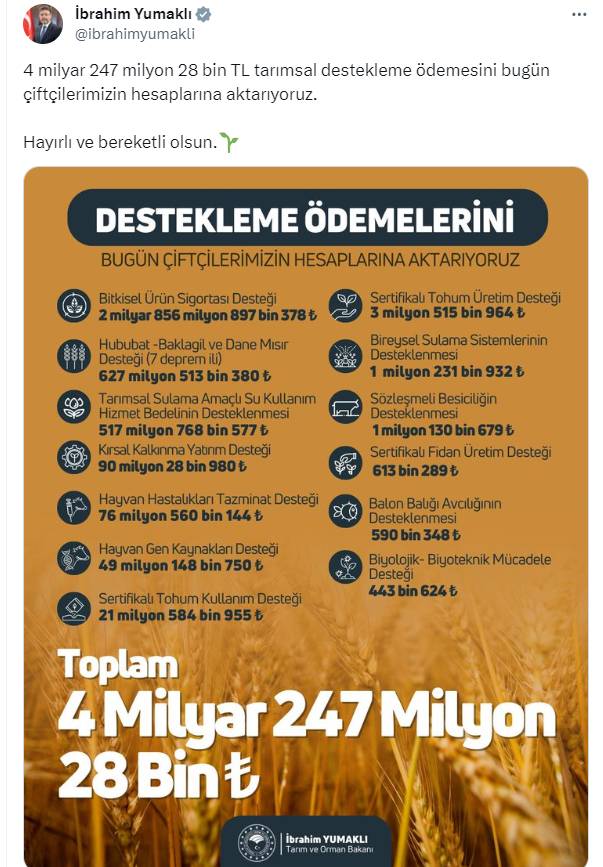 Milyonlarca çiftçinin beklediği haber geldi! 4 milyar destek ödemesi hesaplara yatıyor 10