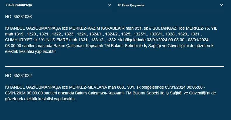 İstanbul'da bugün 10 ilçe karanlığa gömülecek: İşte elektriklerin kesileceği mahalle ve sokaklar 10