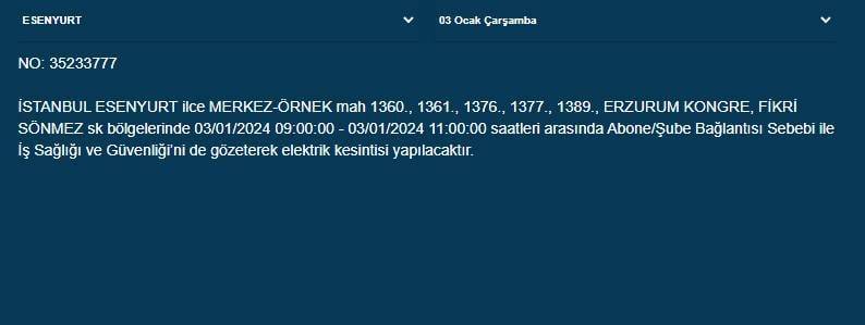 İstanbul'da bugün 10 ilçe karanlığa gömülecek: İşte elektriklerin kesileceği mahalle ve sokaklar 8