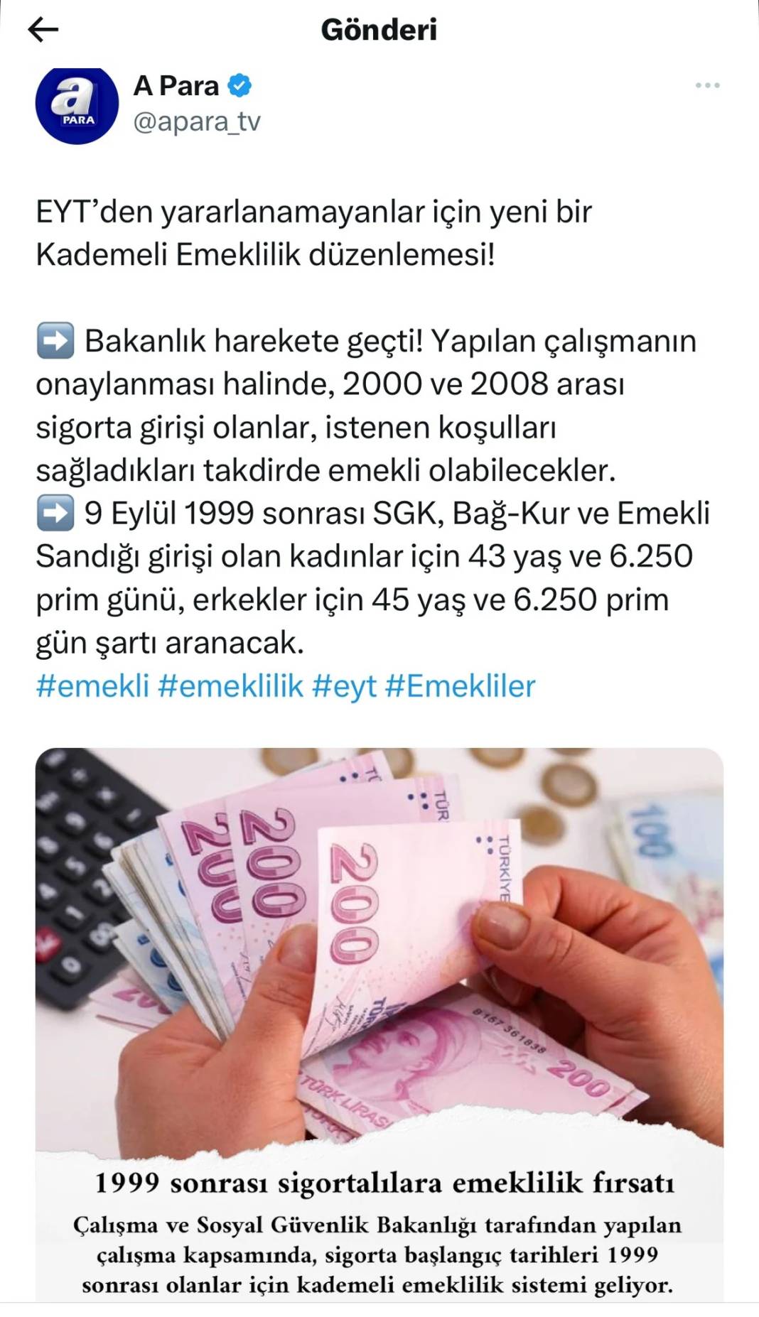 8 Eylül 1999 tarihinden sonra SGK girişi olanlar dikkat: EYT'li olmayanlara Kademeli Emeklilik Düzenlemesi yolda 10