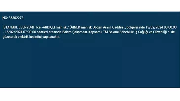 İstanbullular dikkat: İşte elektrik kesintisinin yaşanacağı ilçeler ve saatler... 27