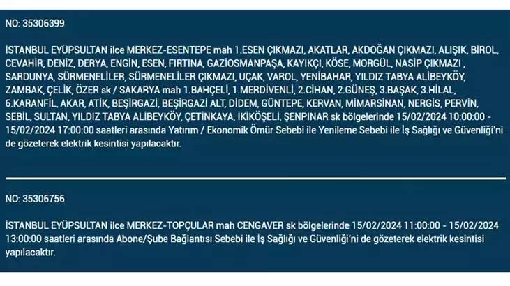 İstanbullular dikkat: İşte elektrik kesintisinin yaşanacağı ilçeler ve saatler... 18