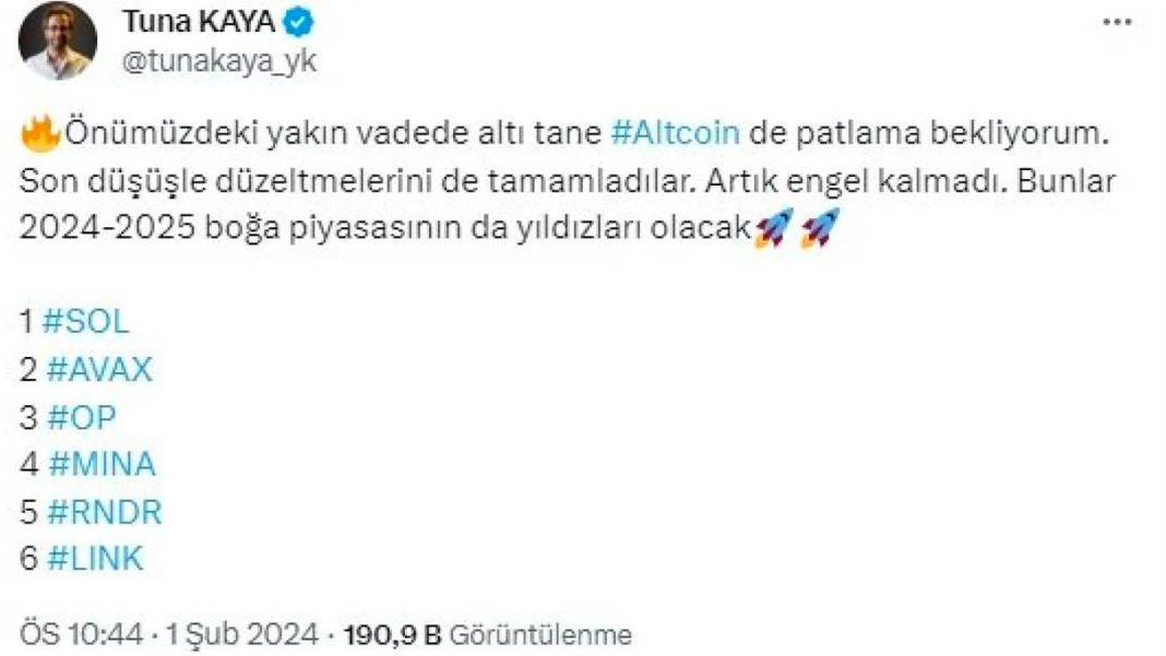 Kripto paralarda zengin edecek formülü paylaştı: Piyasa uzmanı Tuna Kaya açıkladı patlama olacak 7