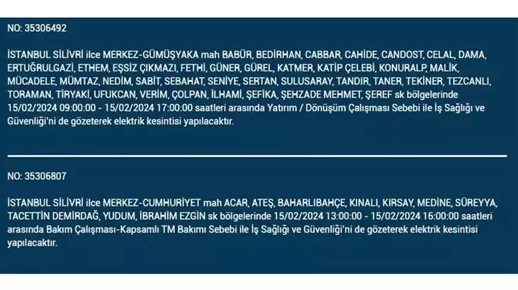 İstanbullular dikkat: İşte elektrik kesintisinin yaşanacağı ilçeler ve saatler... 37