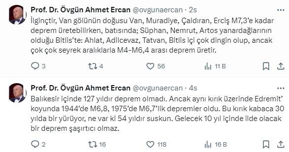 Ahmet Ercan riskli ili açıkladı! Doğusu 7,3 batısı 6 büyüklüğünde depreme gebe 7