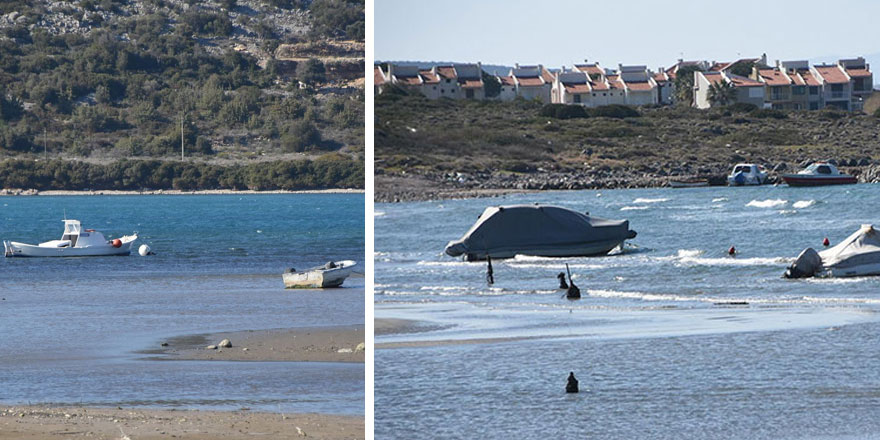 Çeşme'de korkutan görüntüler! Deniz çekildi, tekneler karaya oturdu