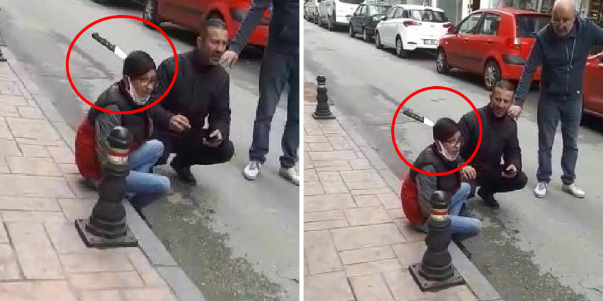 Samsun'da görülmemiş olay! Sokakta saldırıya uğradı, kasap bıçağı kafasına ok gibi saplandı