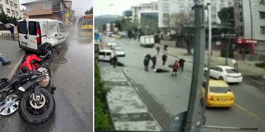 Maltepe'de motosiklet sürücüsünün feci kazası!