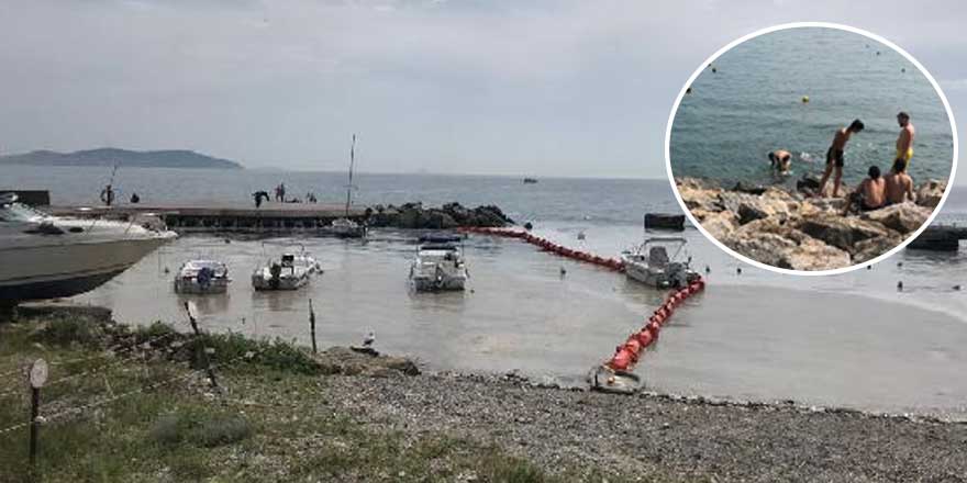 Yer: Kadıköy Suadiye Sahili!  Bir yanda müsilaj temizliği diğer yanda denize girenler...