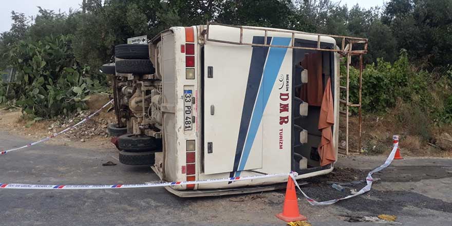 Mersin'de işçi minibüsü devrildi: 14 yaralı!