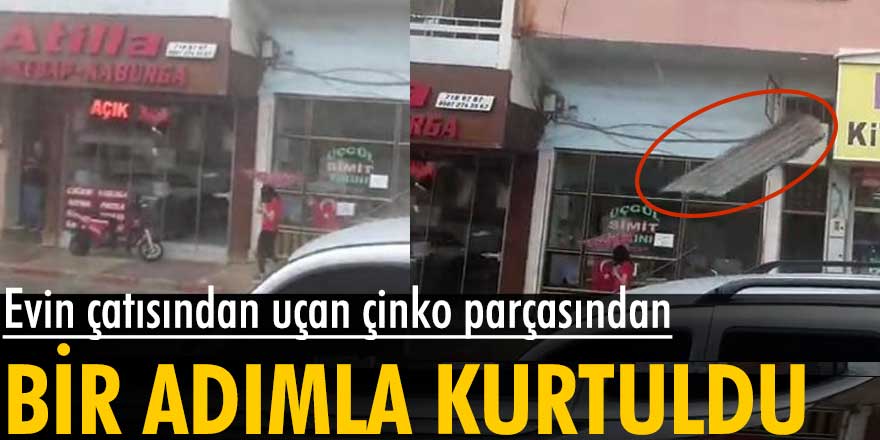 Osmaniye'de evin çatısından uçan çinko parçasından bir adımla kurtuldu