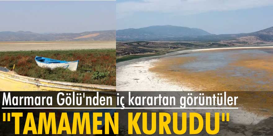 Marmara Gölü'nden iç karartan görüntüler... Tamamen kurudu