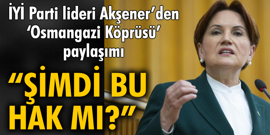 Meral Akşener’den “Osmangazi Köprüsü” paylaşımı: “Şimdi bu hak mı?”