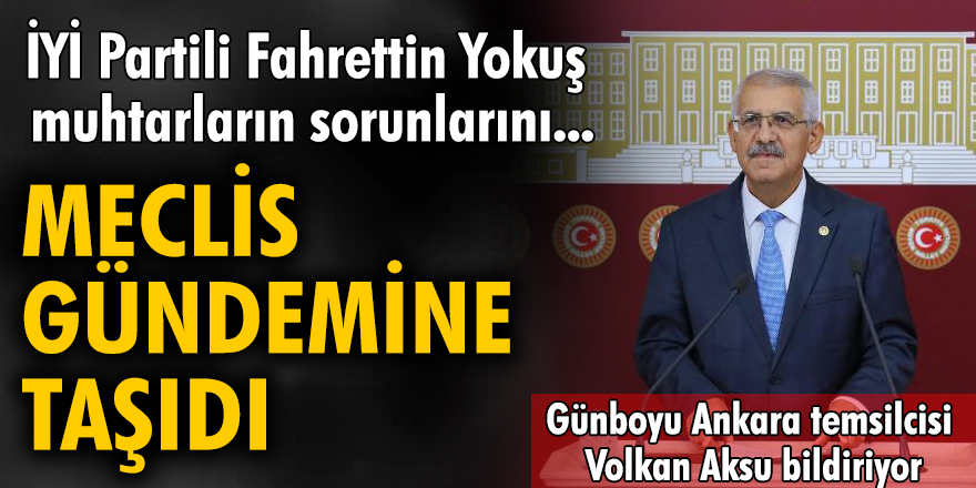 İYİ Partili Fahrettin Yokuş muhtarların sorunlarını Meclis gündemine taşıdı