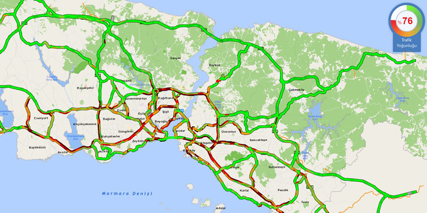 İstanbul'da trafikte ara tatil yoğunluğu