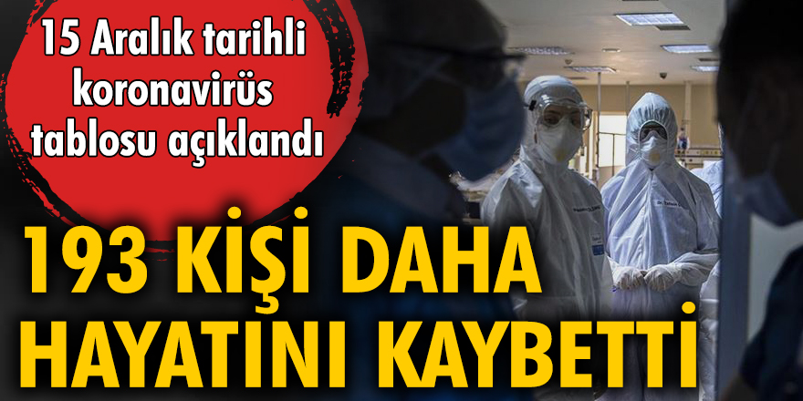 15 Aralık tarihli koronavirüs tablosu açıklandı