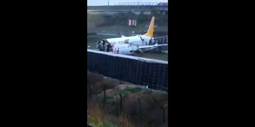 Sabiha Gökçen'de pistten çıkan uçak savrulup alev aldı