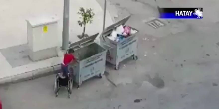 Hatay’da engelli çocuk çöpten atık topladı