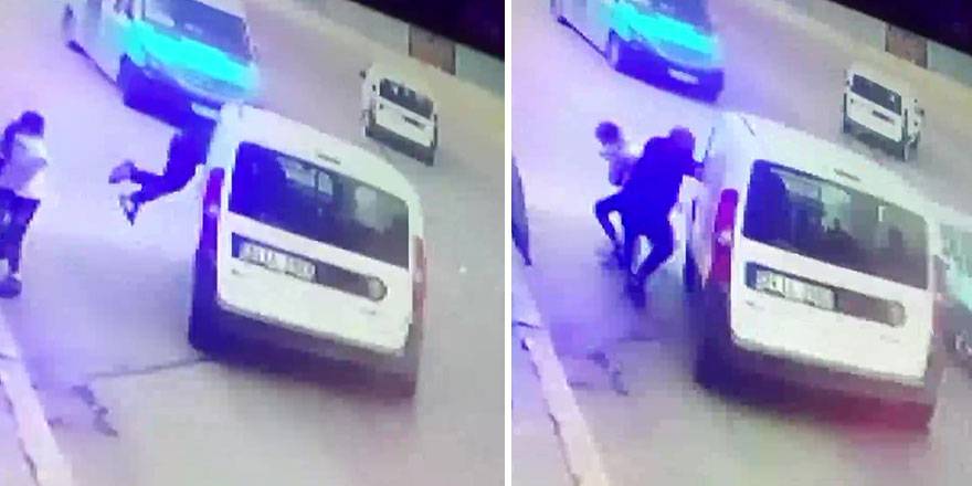 Park halindeki araç hareket edince böyle durdurdu!