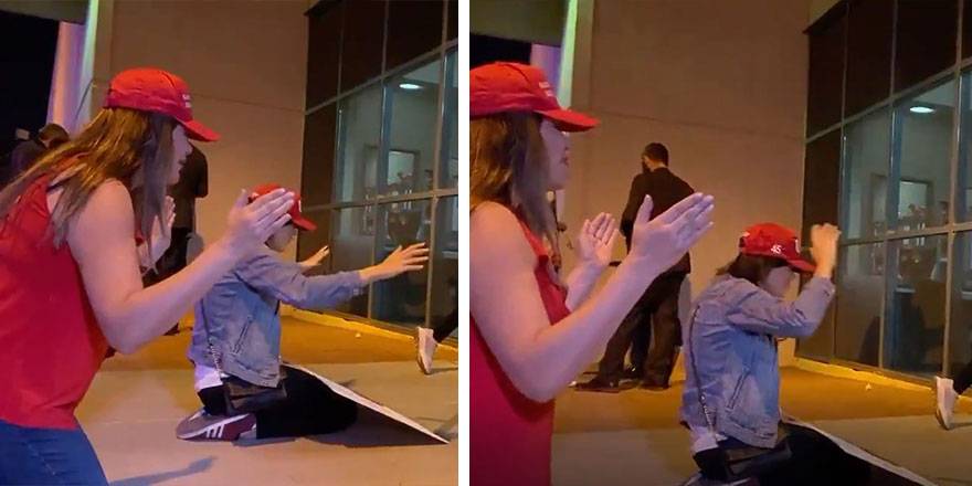 Trumpçılar seçim merkezinde böyle toplandılar