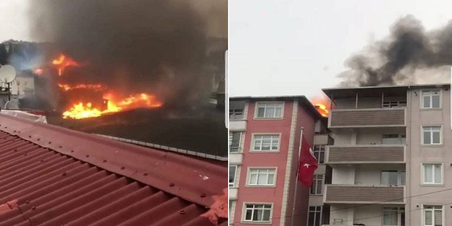 Sarıyer'de binanın çatı katında yangın!