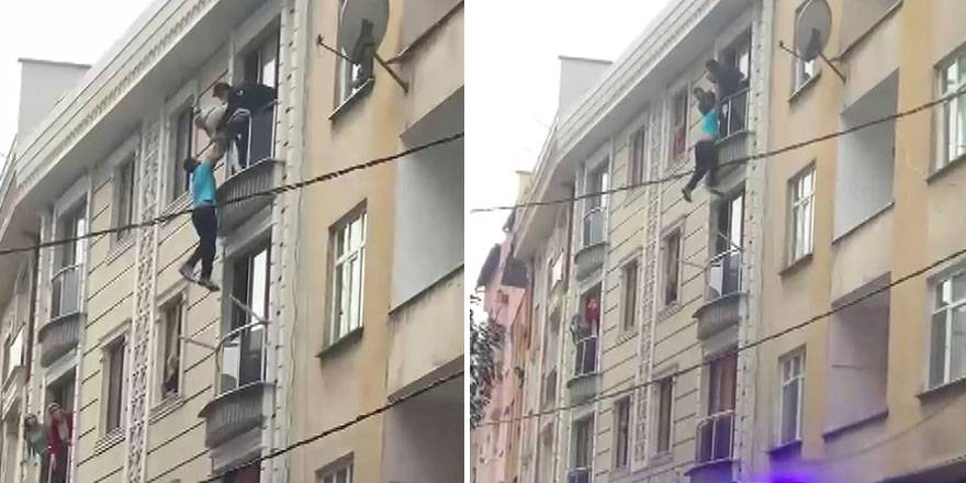 Bağcılar'da Uğur K.  evinin penceresinden sarkarak intihara kalkıştı!