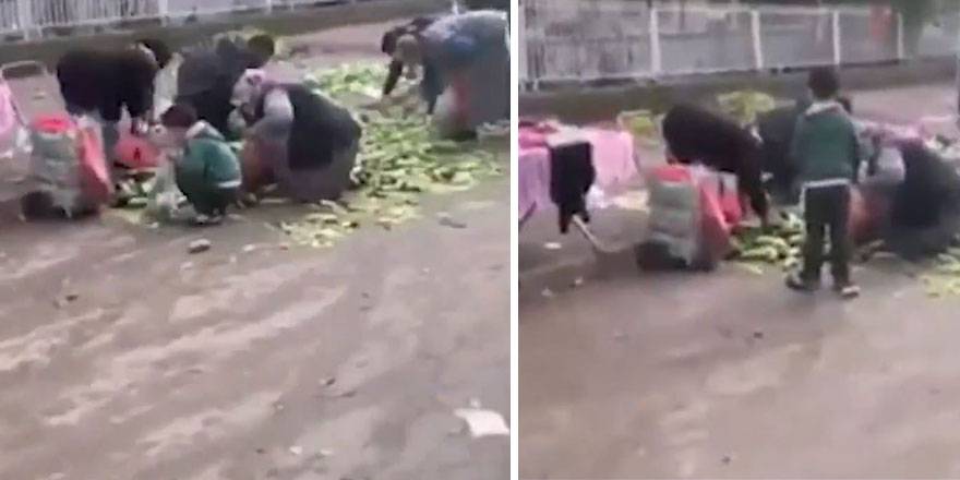 Adana'da vatandaşlar meyve ve sebzeleri yerden topladı!