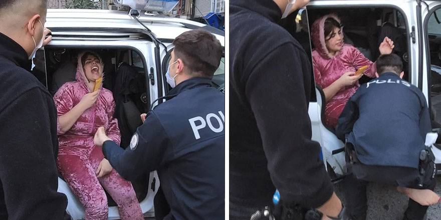 Beyoğlu'nda bir kadın polislere zor anlar yaşattı!