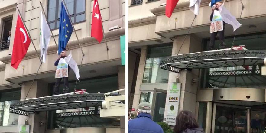 Şişli'de ilginç anlar!  Eline megafon alıp halka seslendi